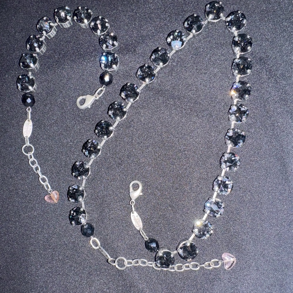Sabika Elegant Silver and Black Austrian Crystal Necklace